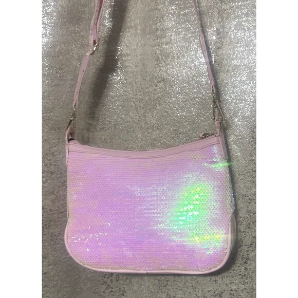 NWT Juicy Couture Blank Canvas Crossbody Purse Bag Lt Pink Iridescent Sequins - Picture 9 of 10